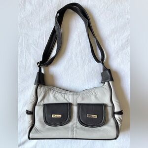 Cream & Black Leather Shoulder Bag | Made in Mexico | Y2K Charm
